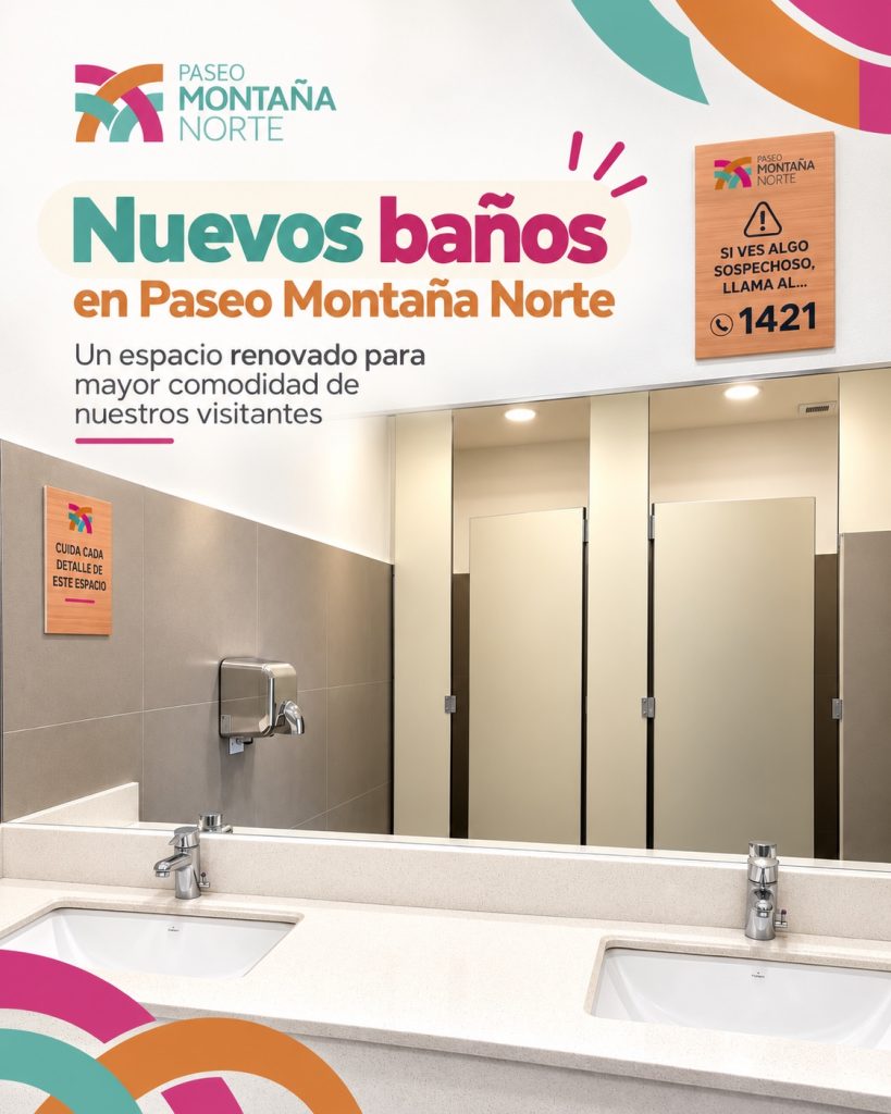 Nuevos baños de Paseo Montaña Norte, con instalaciones renovadas para mayor comodidad de sus visitantes.